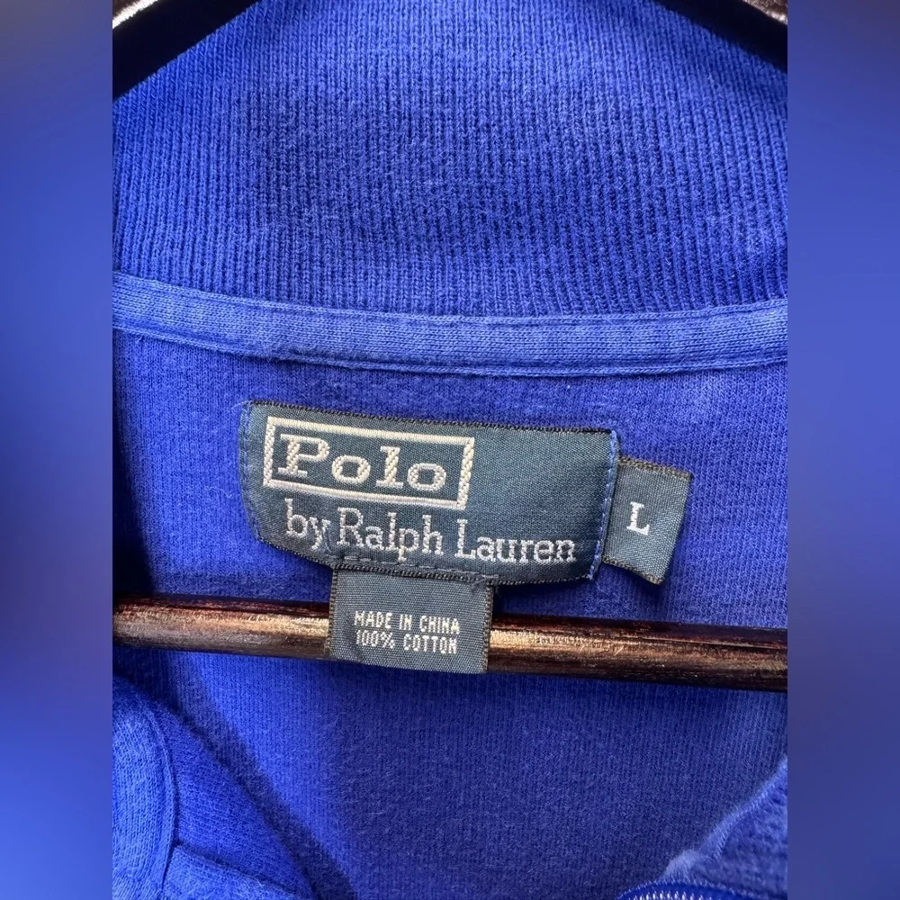 Polo Ralph Lauren men’s VTG‎ Retro cotton track jacket size Lg blue, striped